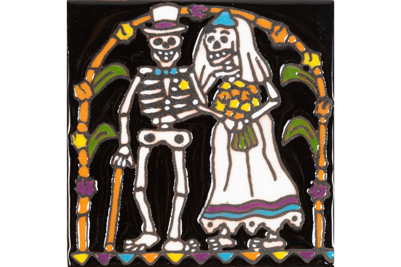 Boda - La Catrina - ceramiczna płytka Talavera