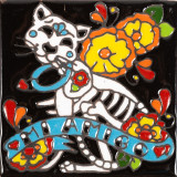 Gato - Seria Catrina - płytka ceramiczna z Meksyku