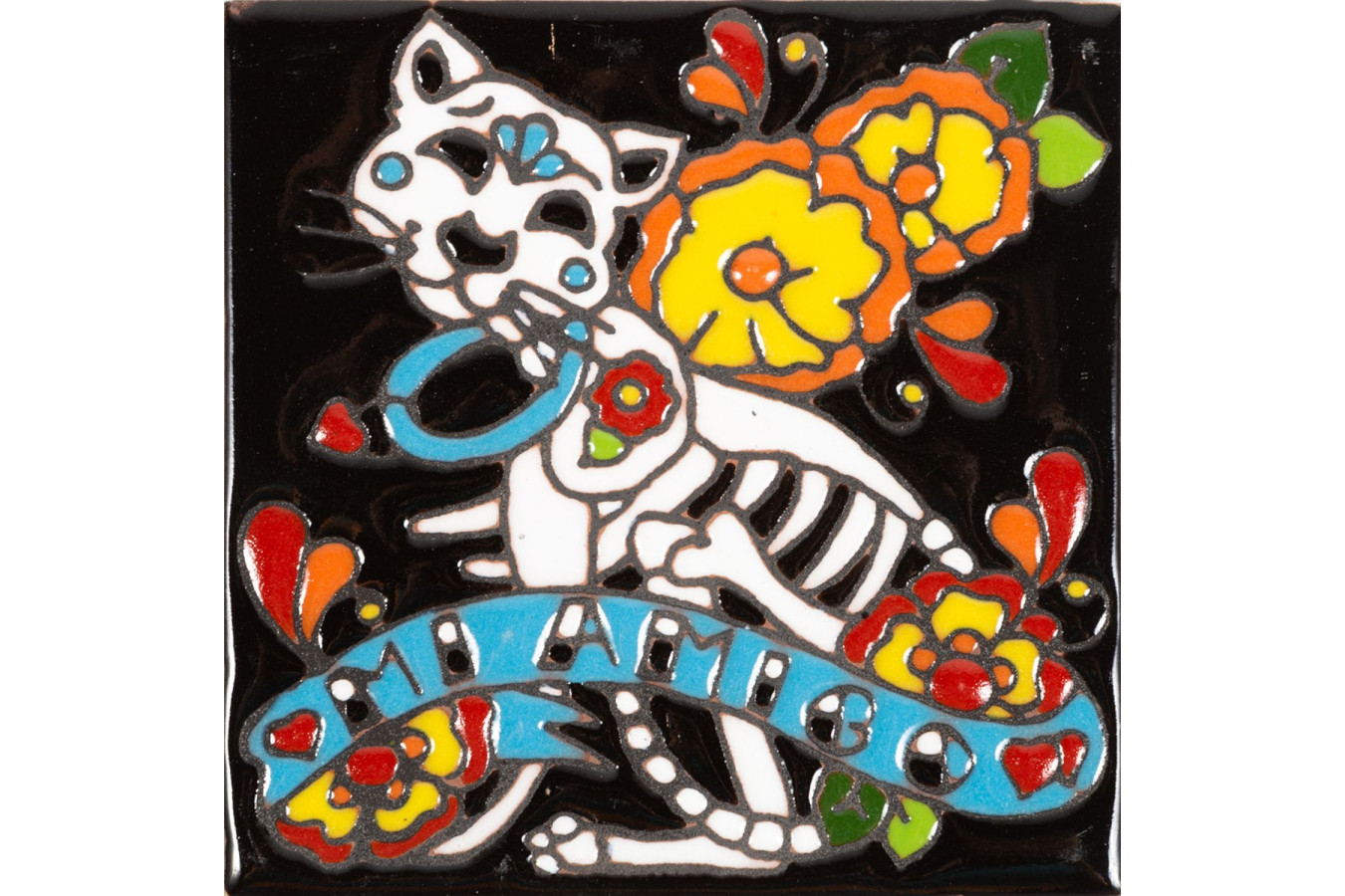 Gato - Seria Catrina - płytka ceramiczna z Meksyku
