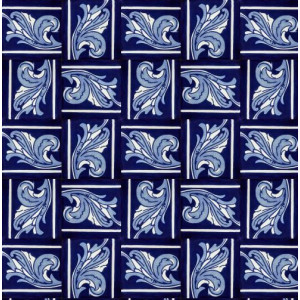 Asturia Cenefa -  kobaltowe płytki ceramiczne 15 x 15 - 22 sztuki