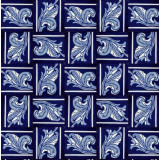 Asturia Cenefa -  kobaltowe płytki ceramiczne 15 x 15 - 22 sztuki