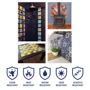 Asturia Cenefa - Kobaltowe płytki ceramiczne 15x15 - 22 sztuki