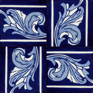 Asturia Cenefa -  kobaltowe płytki ceramiczne 15 x 15 - 22 sztuki