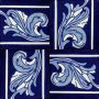Asturia Cenefa -  kobaltowe płytki ceramiczne 15 x 15 - 22 sztuki
