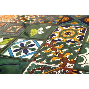 Verde  - kolorowy patchwork z płytek meksykańskich- 30 sztuk