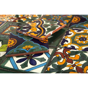 Verde  - kolorowy patchwork z płytek meksykańskich- 30 sztuk
