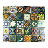 Verde  - kolorowy patchwork z płytek meksykańskich- 30 sztuk