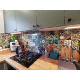Verde  - kolorowy patchwork z płytek meksykańskich- 30 sztuk