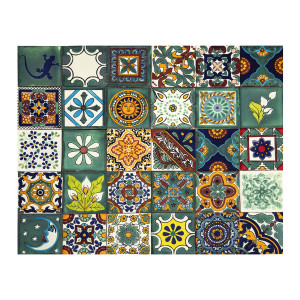 Verde  - kolorowy patchwork z płytek meksykańskich- 30 sztuk