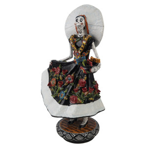 Catrina Tehuana - tradycyjna figura z Meksyku z motywem Talavera