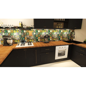 Verde  - kolorowy patchwork z płytek meksykańskich- 30 sztuk