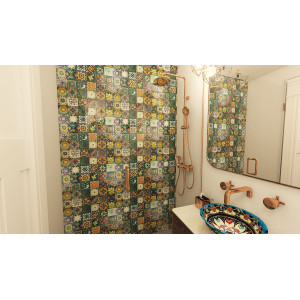 Verde  - kolorowy patchwork z płytek meksykańskich- 30 sztuk