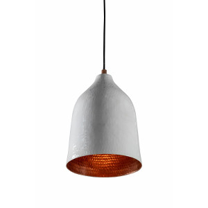 Trompeta blanca - lampa miedziana z białą patyną