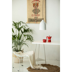 Trompeta blanca - lampa miedziana z białą patyną
