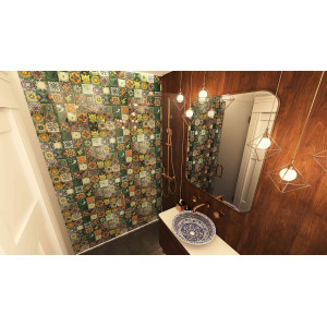 Verde  - kolorowy patchwork z płytek meksykańskich- 30 sztuk