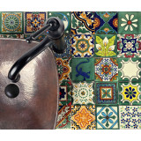 Verde  - kolorowy patchwork z płytek meksykańskich- 30 sztuk