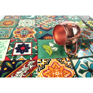 Verde  - kolorowy patchwork z płytek meksykańskich- 30 sztuk