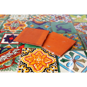 Verde  - kolorowy patchwork z płytek meksykańskich- 30 sztuk