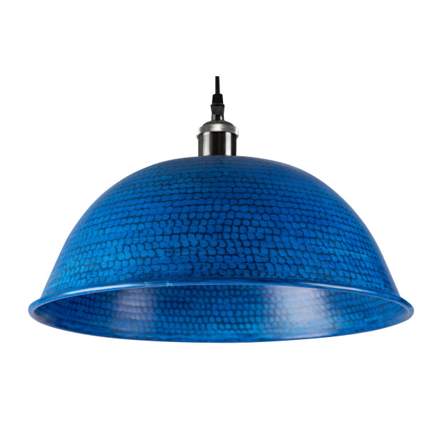 Taron - niebieska lampa z kutej miedzi