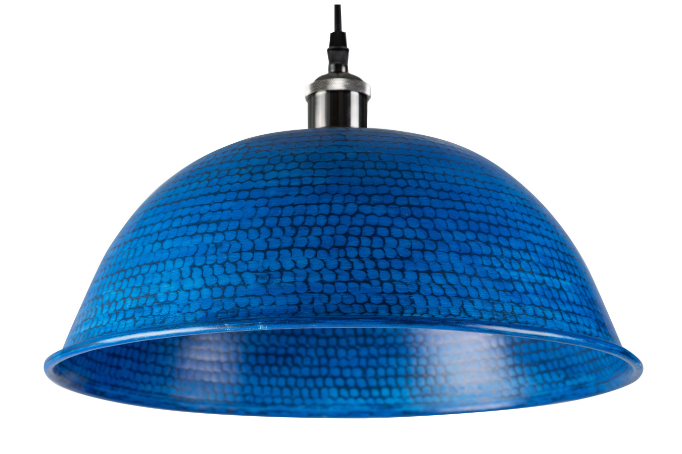 Taron - niebieska lampa z kutej miedzi