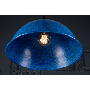 Taron - niebieska lampa z kutej miedzi