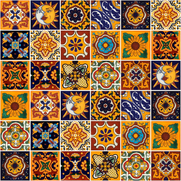 Girasol - Meksykański patchwork z płytek Talavera - 15 sztuk