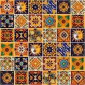 Girasol - Meksykański patchwork z płytek Talavera - 15 sztuk