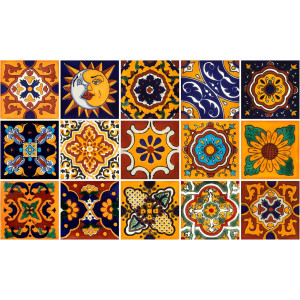 Girasol - Meksykański patchwork z płytek Talavera - 15 sztuk
