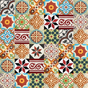Patchwork płytki cementowe - odcienie czerwonego