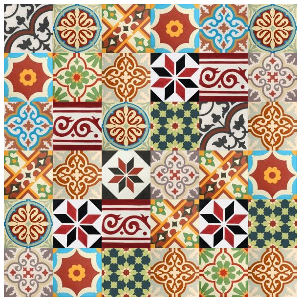 Patchwork płytki cementowe - odcienie czerwonego